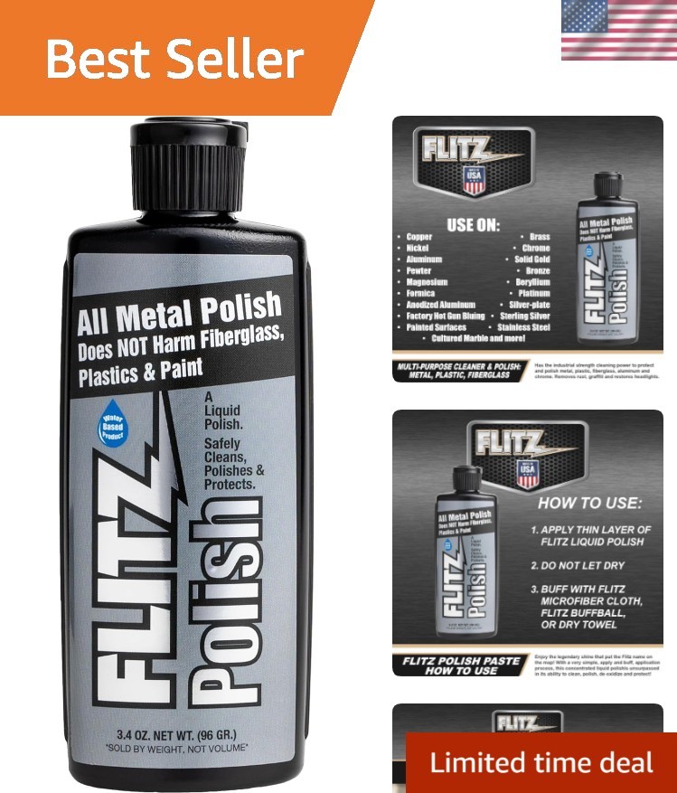 Multi Purpose Metal Polish Liquid – 3.4oz Bottle of -Made Tarnish Remover – F…