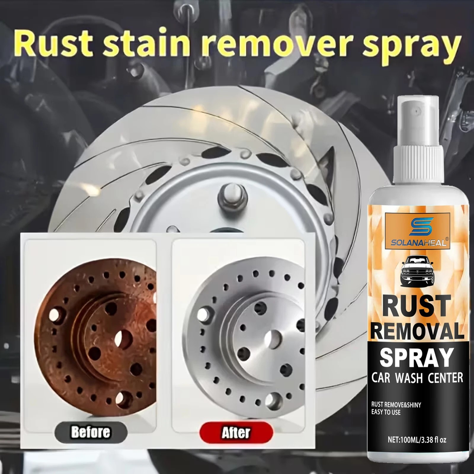 Rust Remover Spray for Metal Iron Steel Chrome Fast Acting Cleaner Safe*
