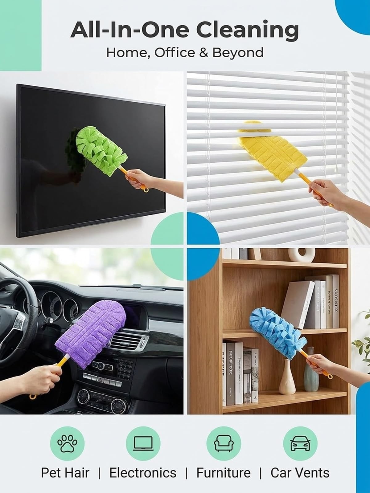 Chenille Duster Reusable Washable Microfiber Dust Fleece Damp Duster Pads Ref…