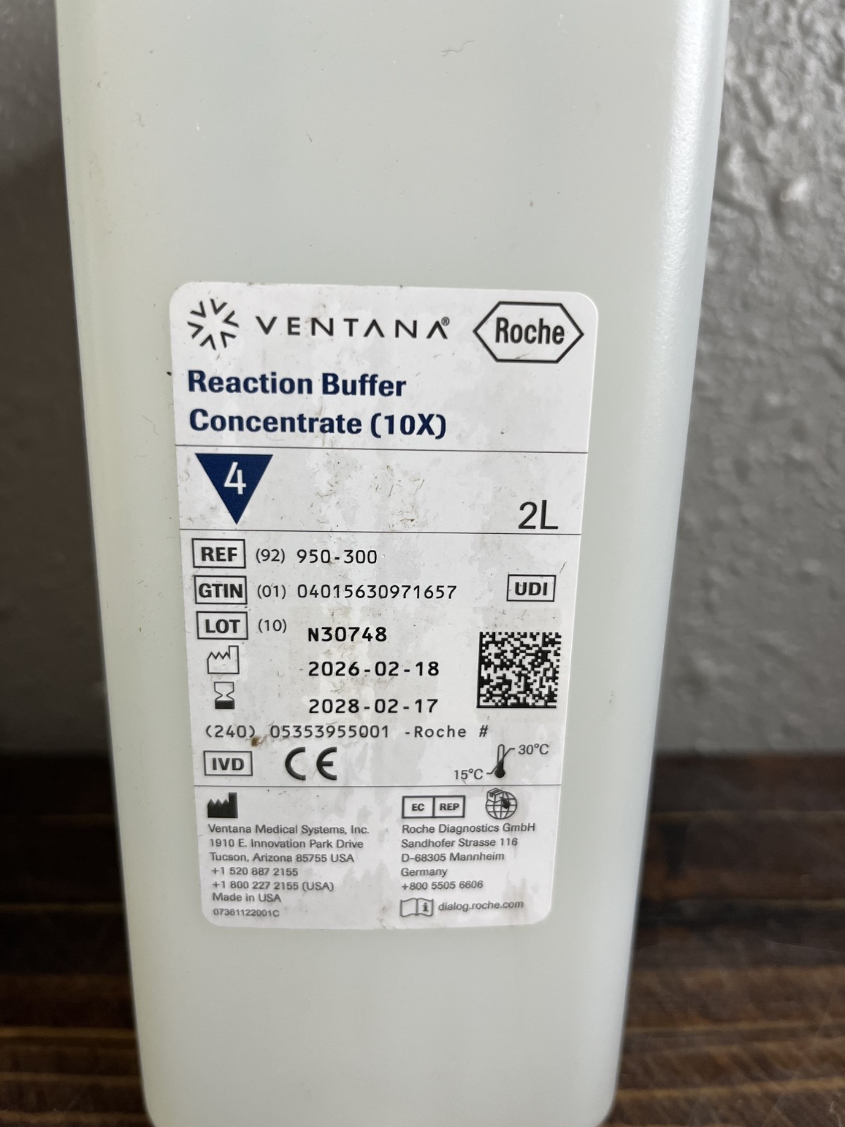 Ventana Roche Reaction Buffer Concentrate 10X 2L REF 950-300 Exp. 2028-02-17