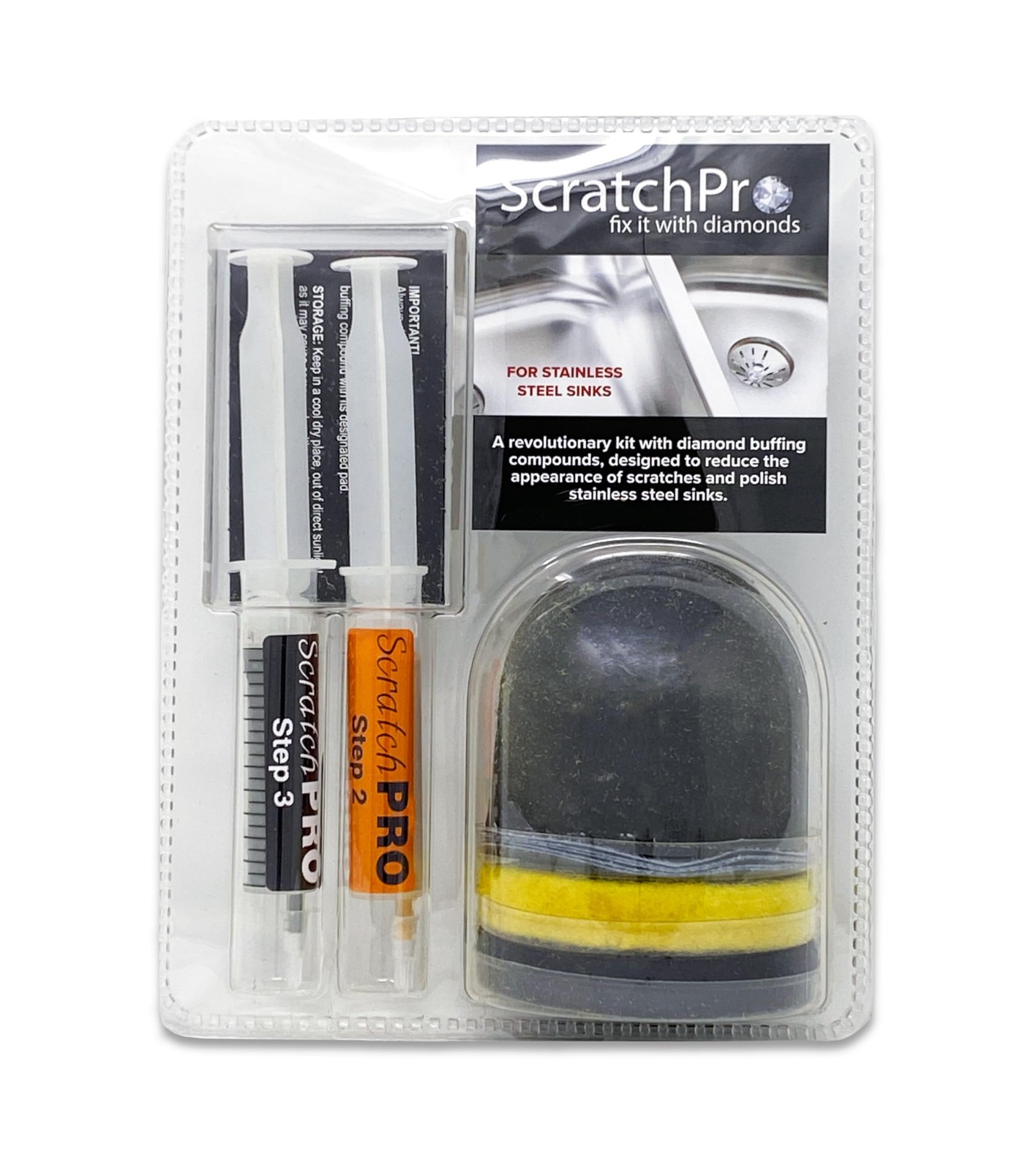 Scratch Pro Kit For Polishing And Repairing Stainless Steel Sinks, Wit