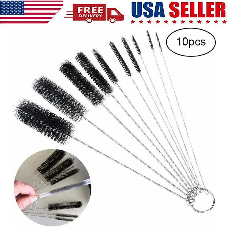 50x US Nylon Straw Brush Cleaner Bottle Tube Pipe Small Long Cleaning 10Pcs Set