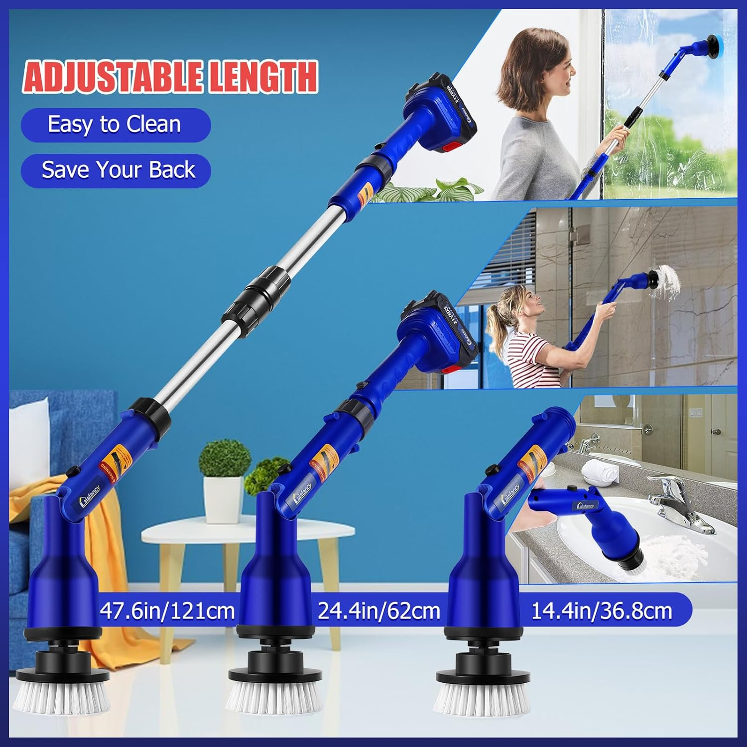 2 Batteries Electric Cleaning Brush for Bathroom, 1200RPM Power Cordless Spin Sc
