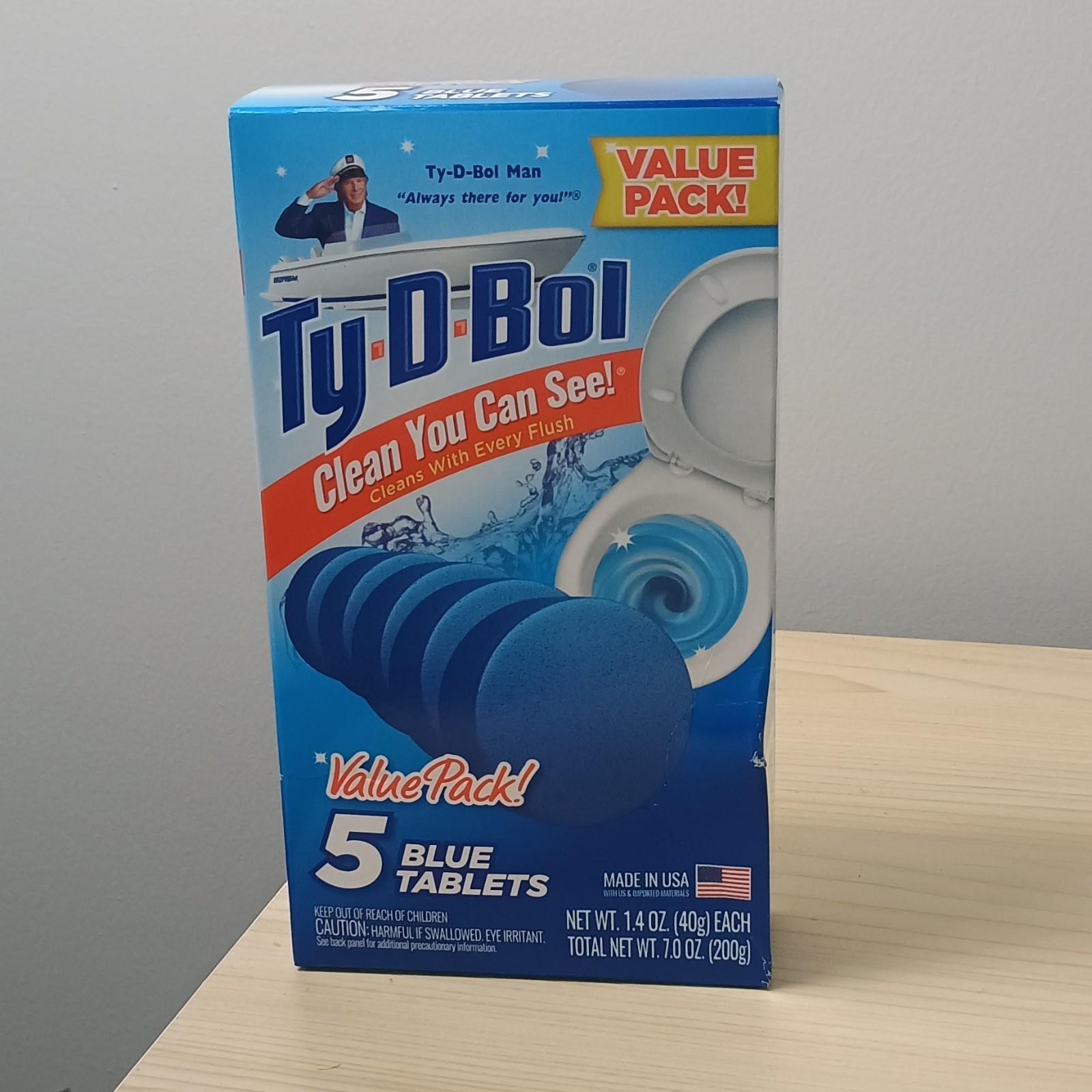 Ty-D-Bol Toilet Bowl Cleaner Tablets Continuous Blue Water 5 Pack 7.0 oz