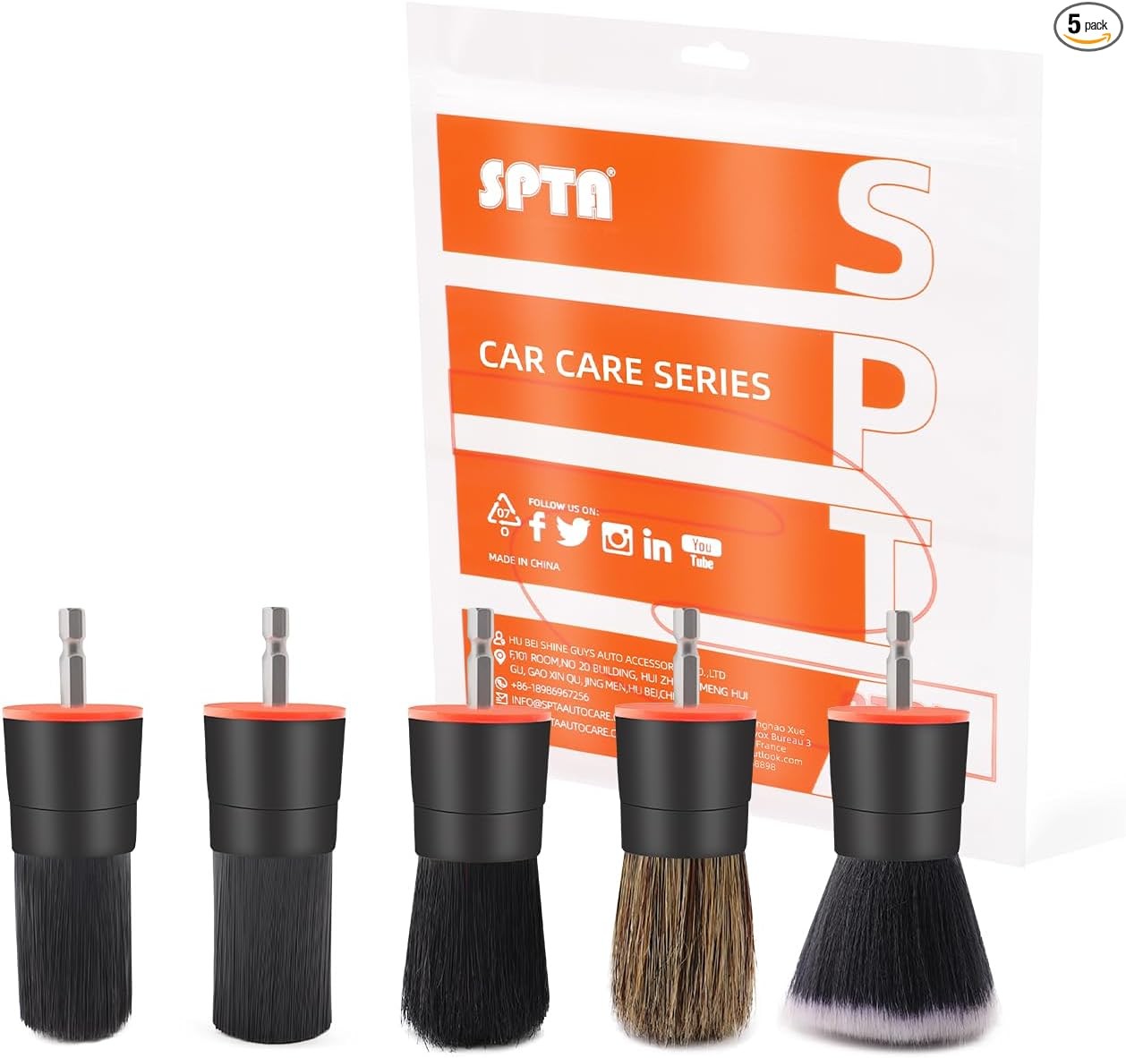 Drill Brush Attachment, 5 Pcs Mixed Hair Brush Head Set, Auto Detail Set, Replac