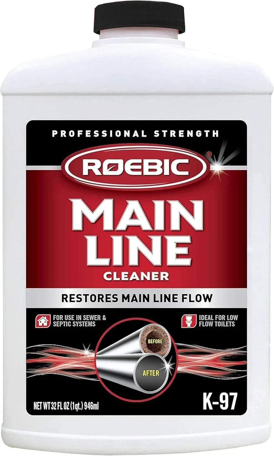 Main Line Cleaner – Exclusive Bacteria Digests Paper, Fats, and Grease in Sewer.