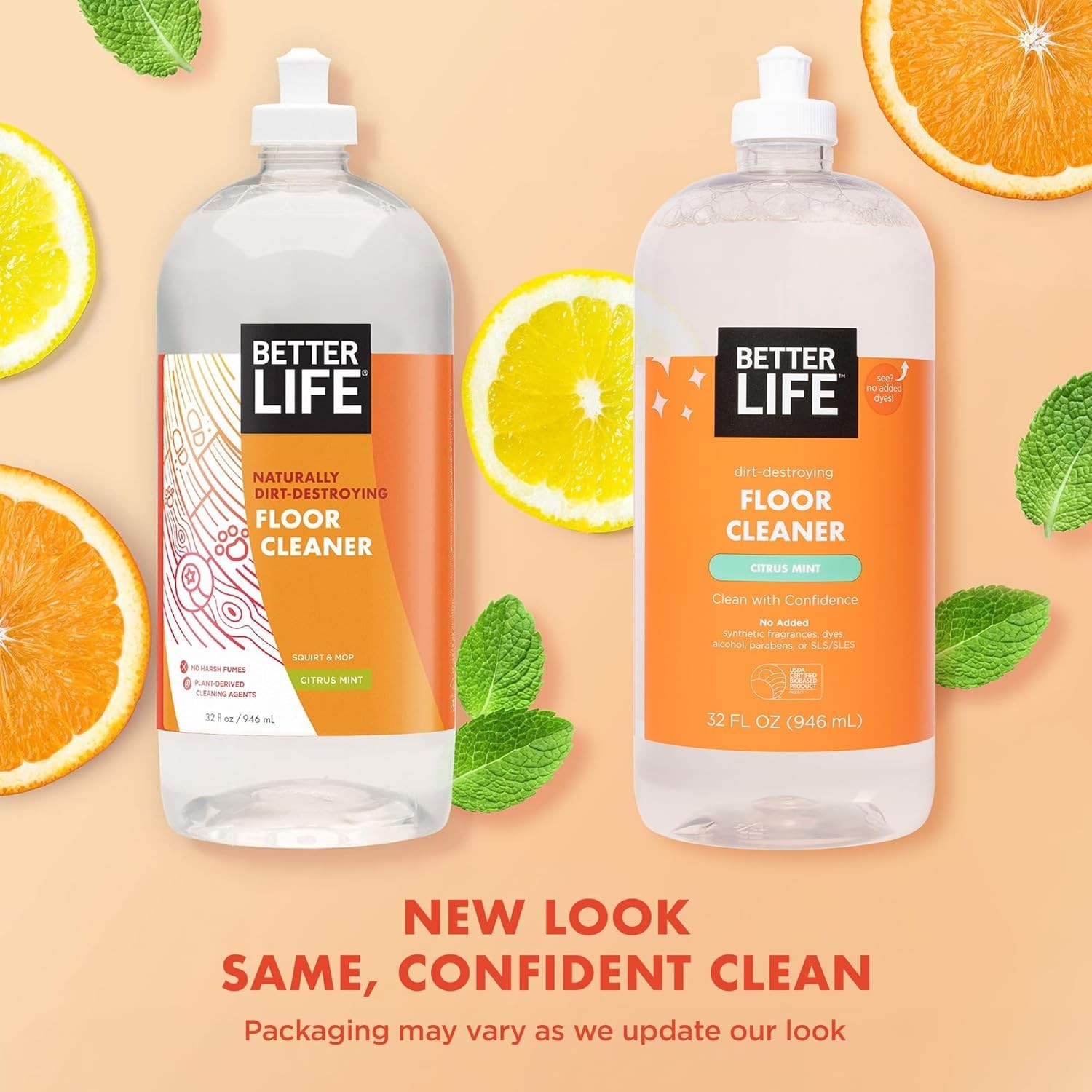 Floor Cleaner Liquid for Wood Tile Laminate Vinyl Bamboo Citrus Mint 2 Pack