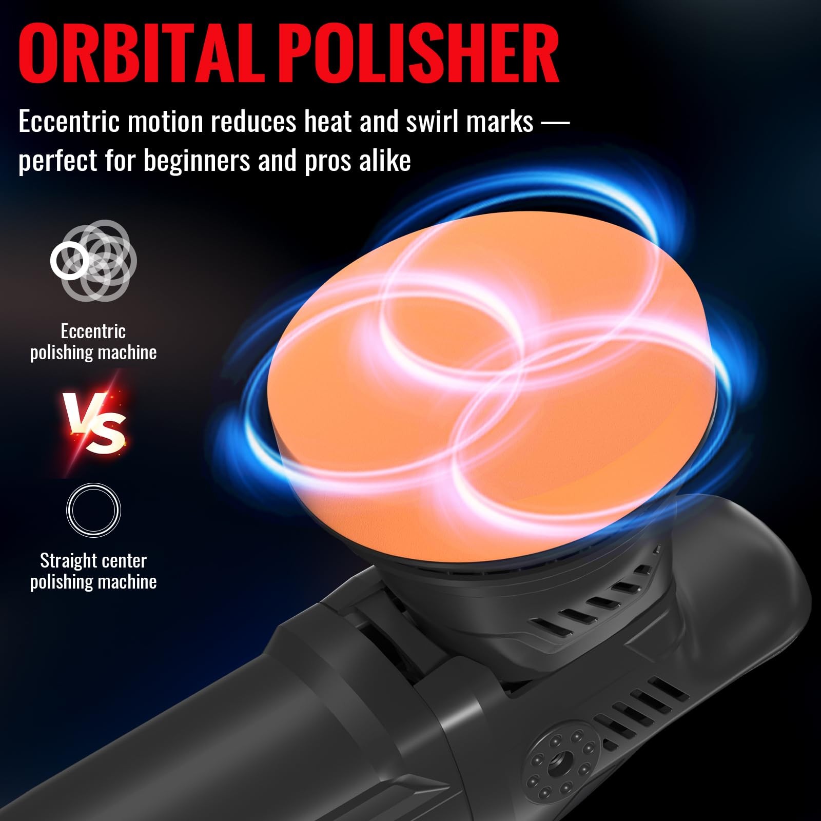 Car Buffer Polisher, 5 Inch Random Orbital Car Polisher, 1600W 6 Variable Spe…