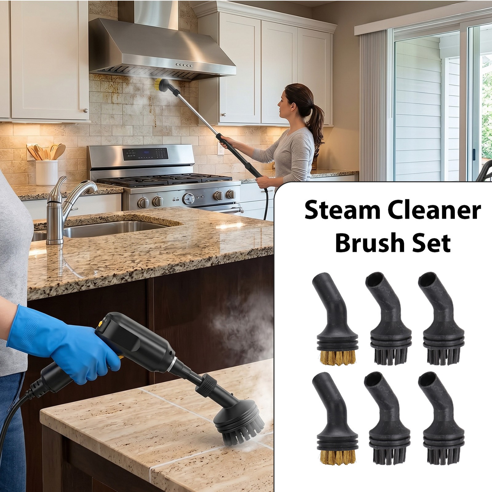 6 Pack Steam Cleaner Brush Set For Bathroom And Kitchen Cleaning ZTFX