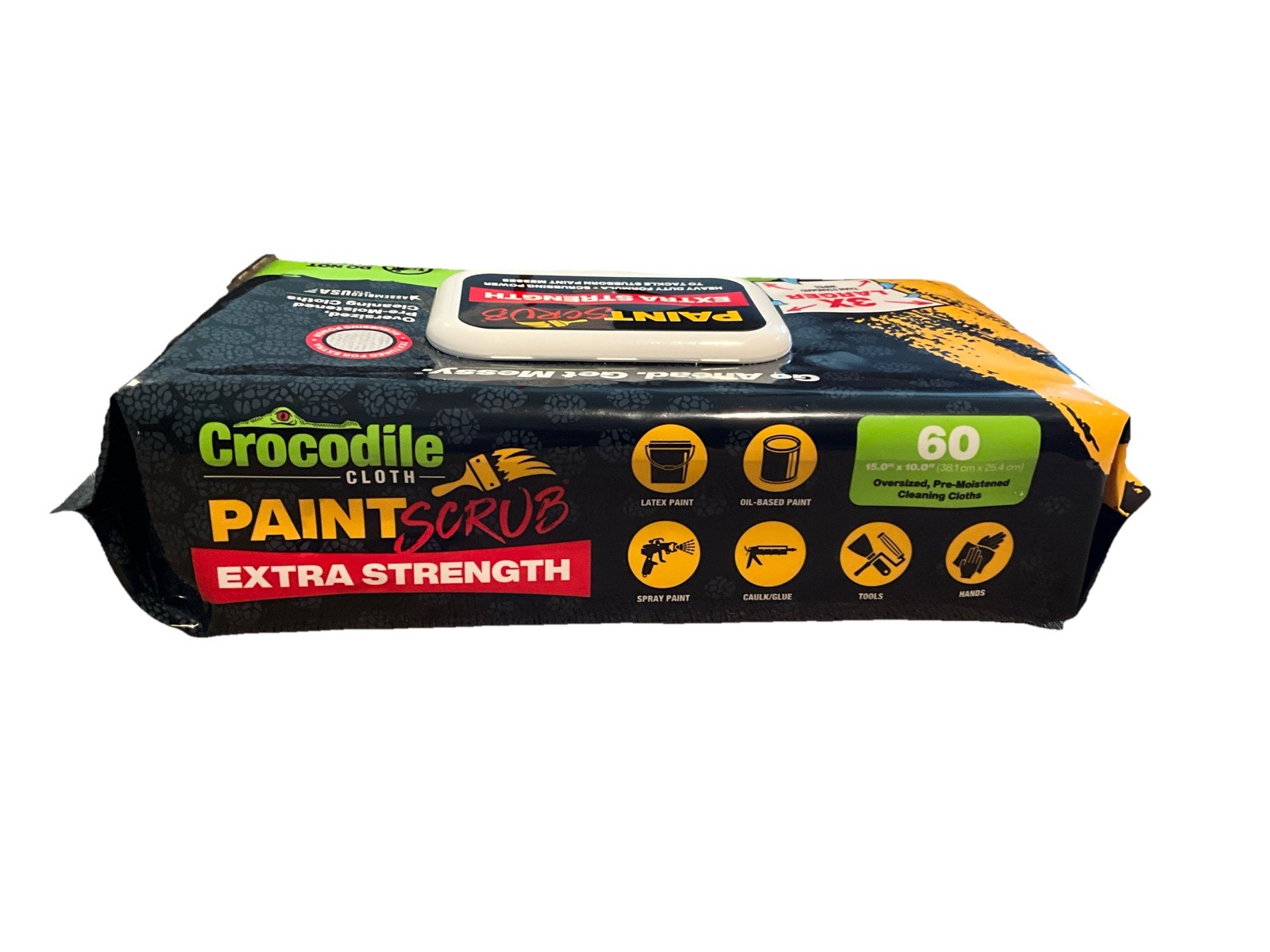 Crocodile Cloth Paint Scrub Extra Strength 60 Count Cleaning Wipes