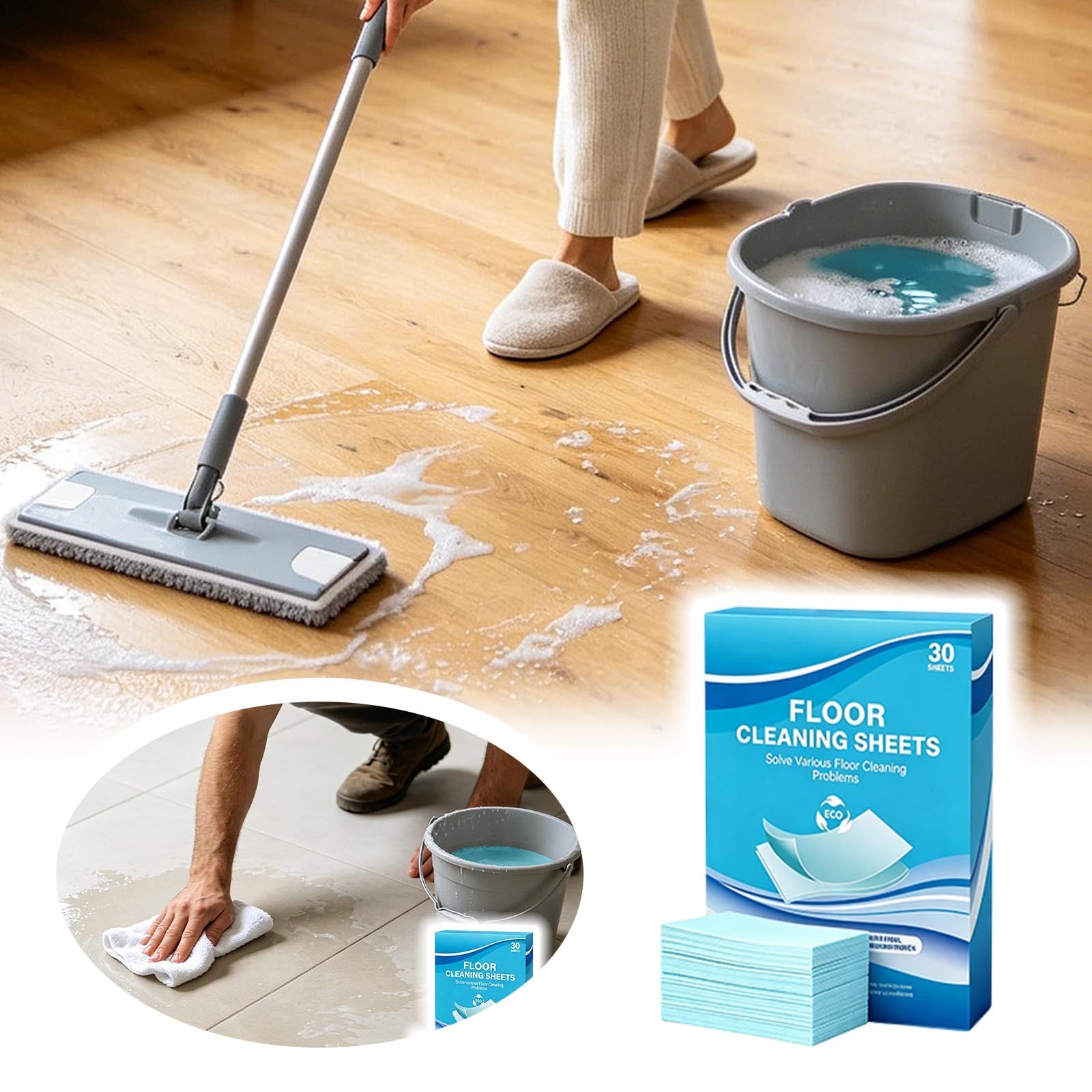 30 Pcs Floor Cleaning Tablets Sheets Mopping Multi Surface Clean for Hardwood