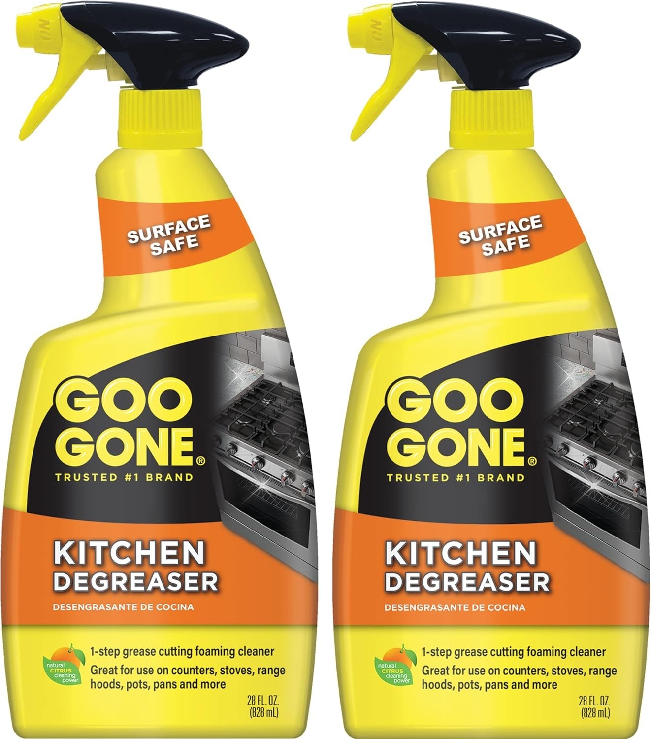 Powerful Foam Kitchen Degreaser – 2 Pack (28 oz Each) – Residue Free Fresh Scent