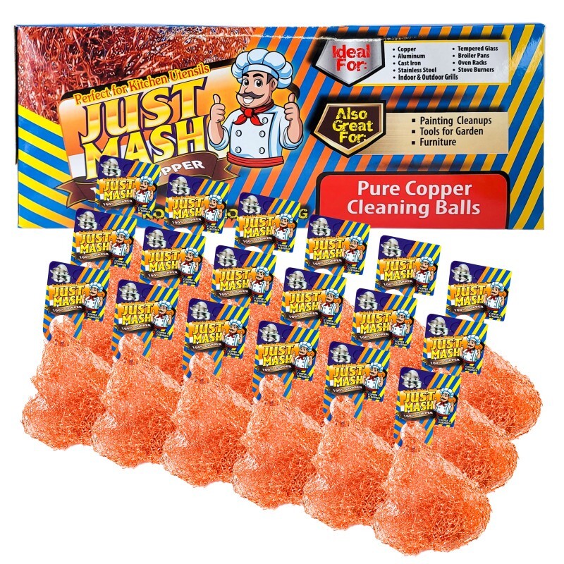 18-Pack Just Mash Copper Scrubbers Scrubbing Pads, For Pots Pans Stoves & More
