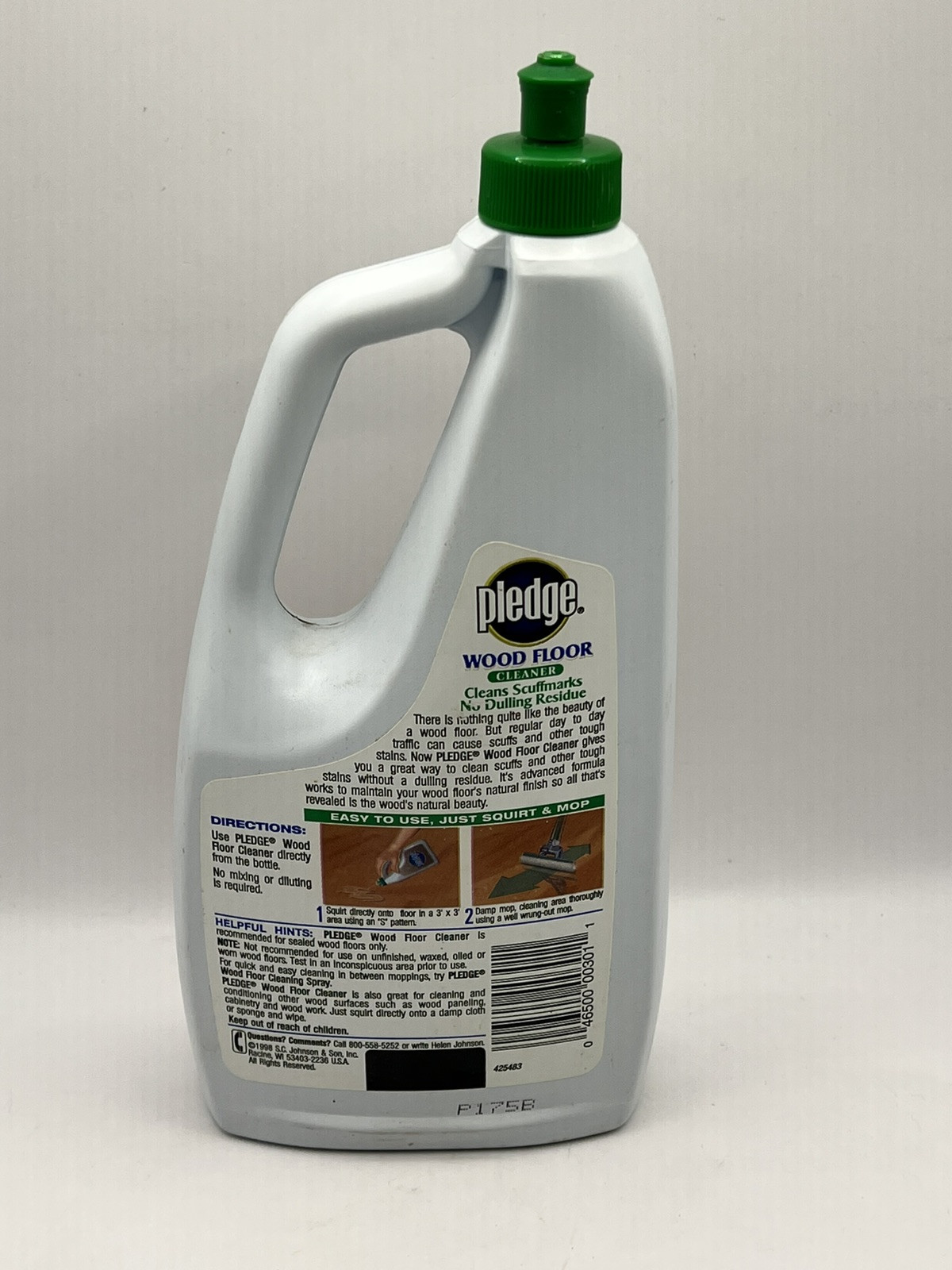 VTG Pledge Wood Floor Cleaner 1998 Original Formula 32oz [75% Full] SC Johnson