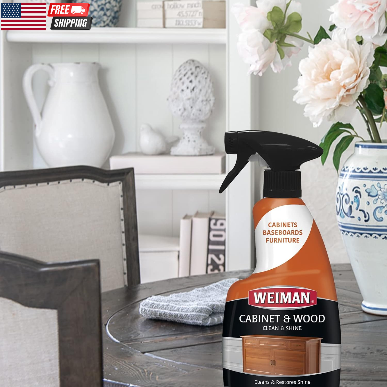 Cabinet and Wood Cleaner, Shine, Clean and Protect Spray – for Wood Cabinets, Fu