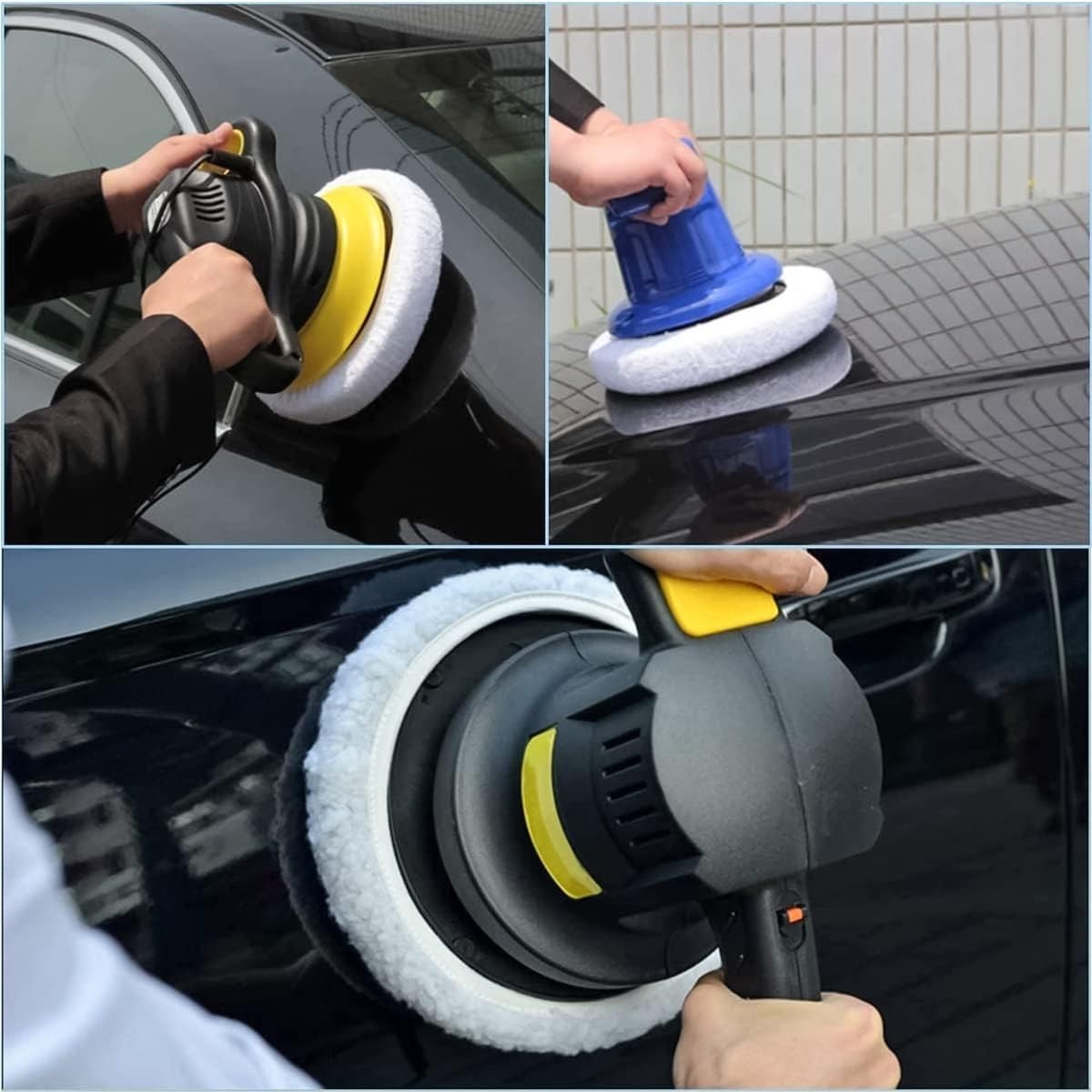 9PCS Car Buffer Polisher Pad Bonnet, 9 to 10 Inches Car Orbital Polishing Bonnet