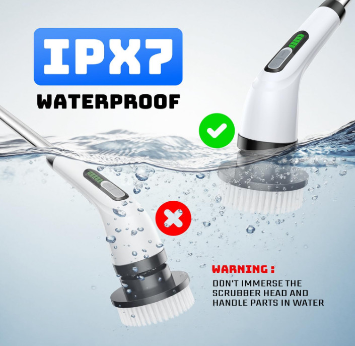 Cepillo eléctrico giratorio inalámbrico IPX7, 7 cabezales, doble velocidad