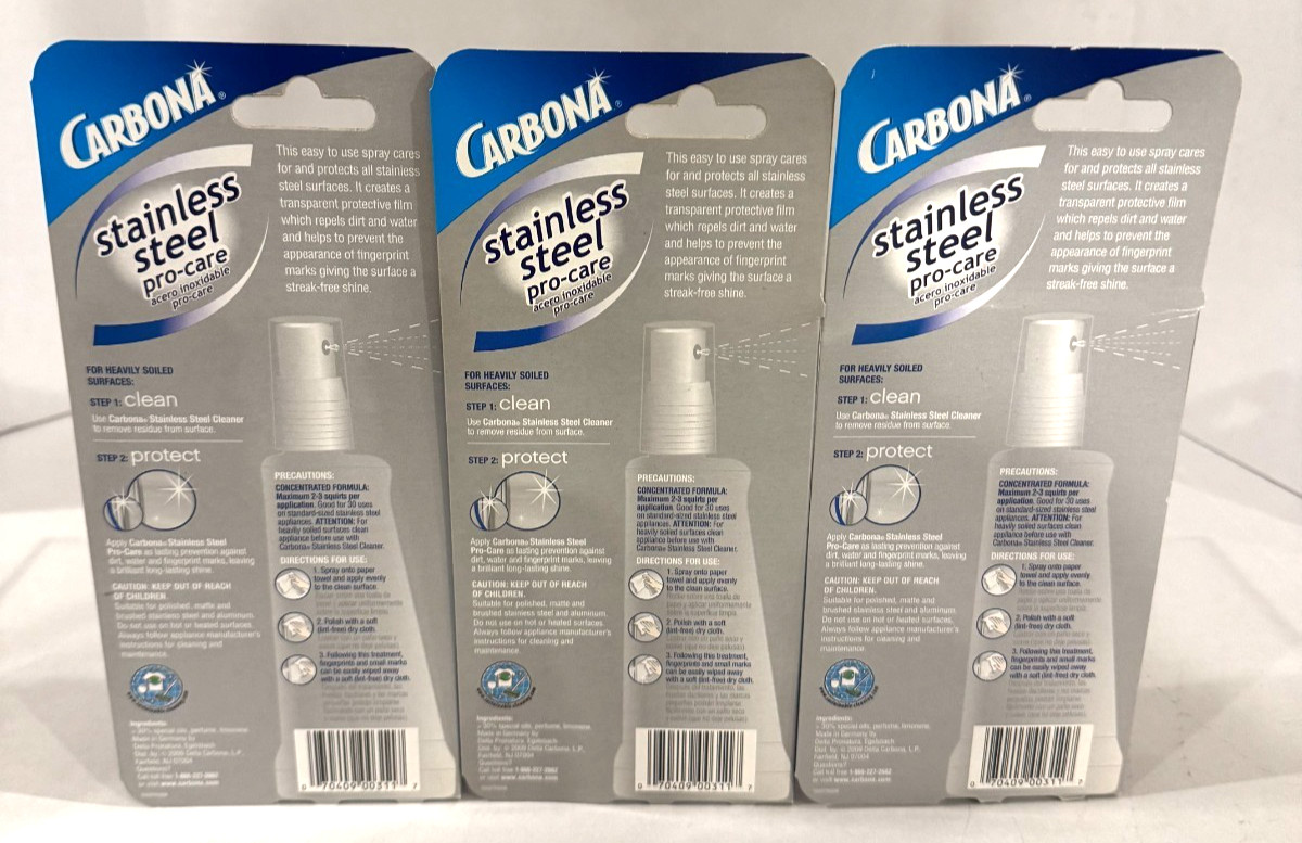 Carbona Stainless Steel Pro-care Anti-fingerprint Spray – pack of 3
