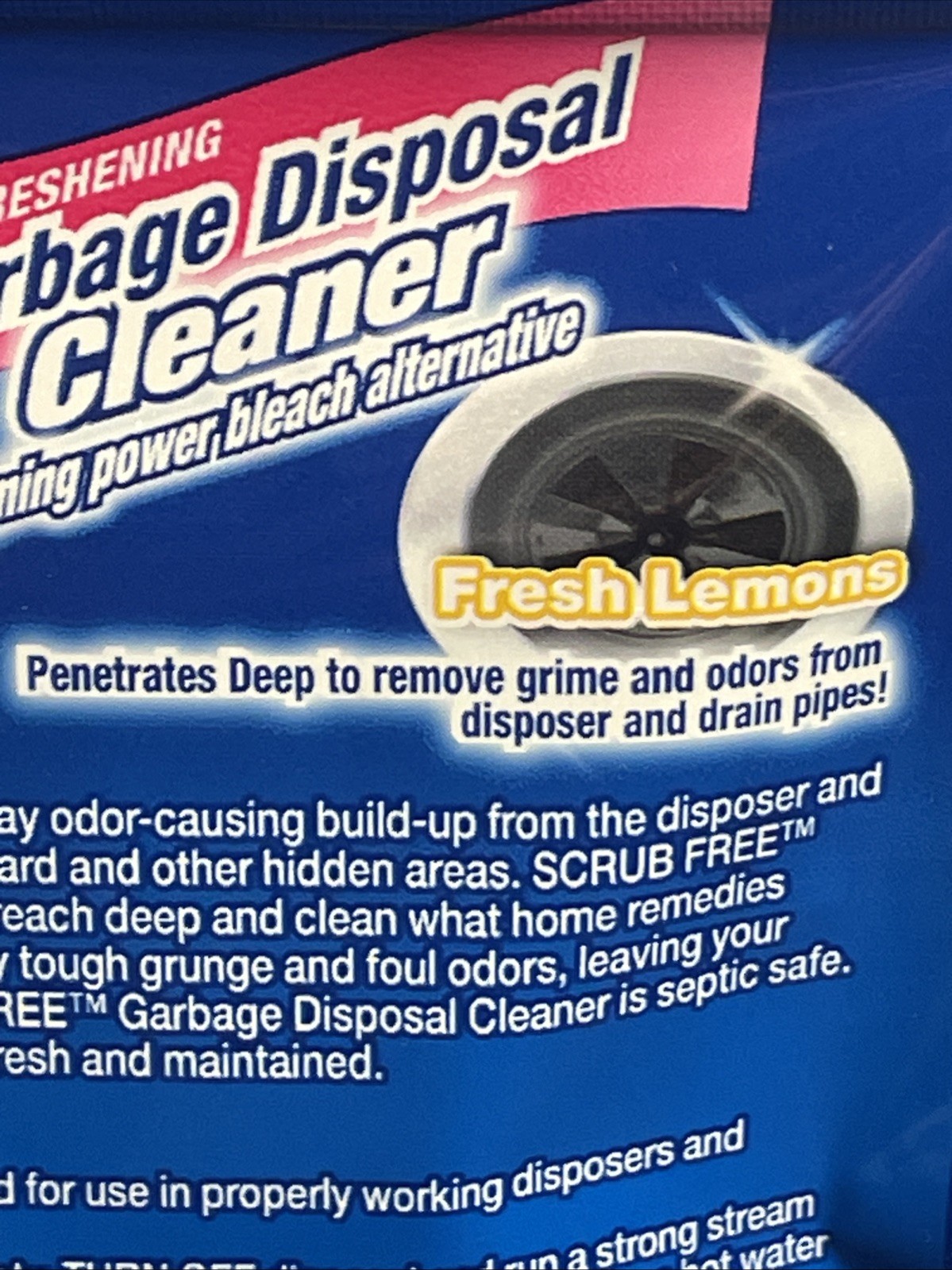 Scrub Free Garbage Disposal Cleaner Packets Fresh Lemons Foaming 12pk 24 Total