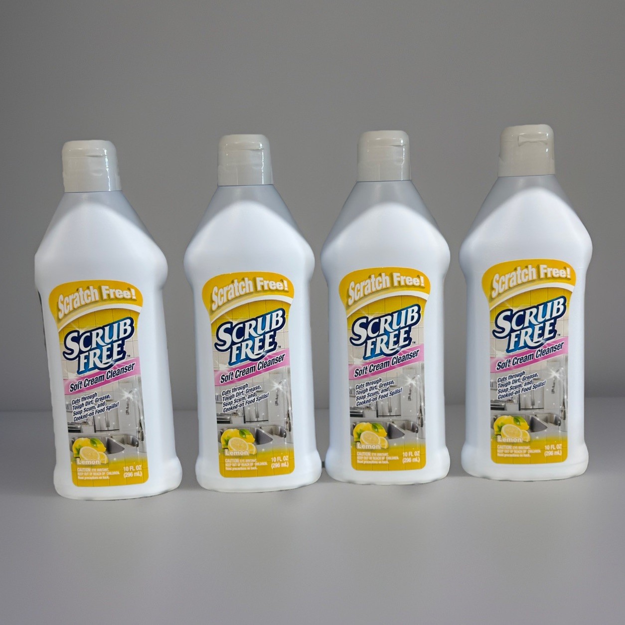 4x Lot Scrub Free Cream Cleaning Cleanser Scratch Free & Lemon Scent 10 oz Each