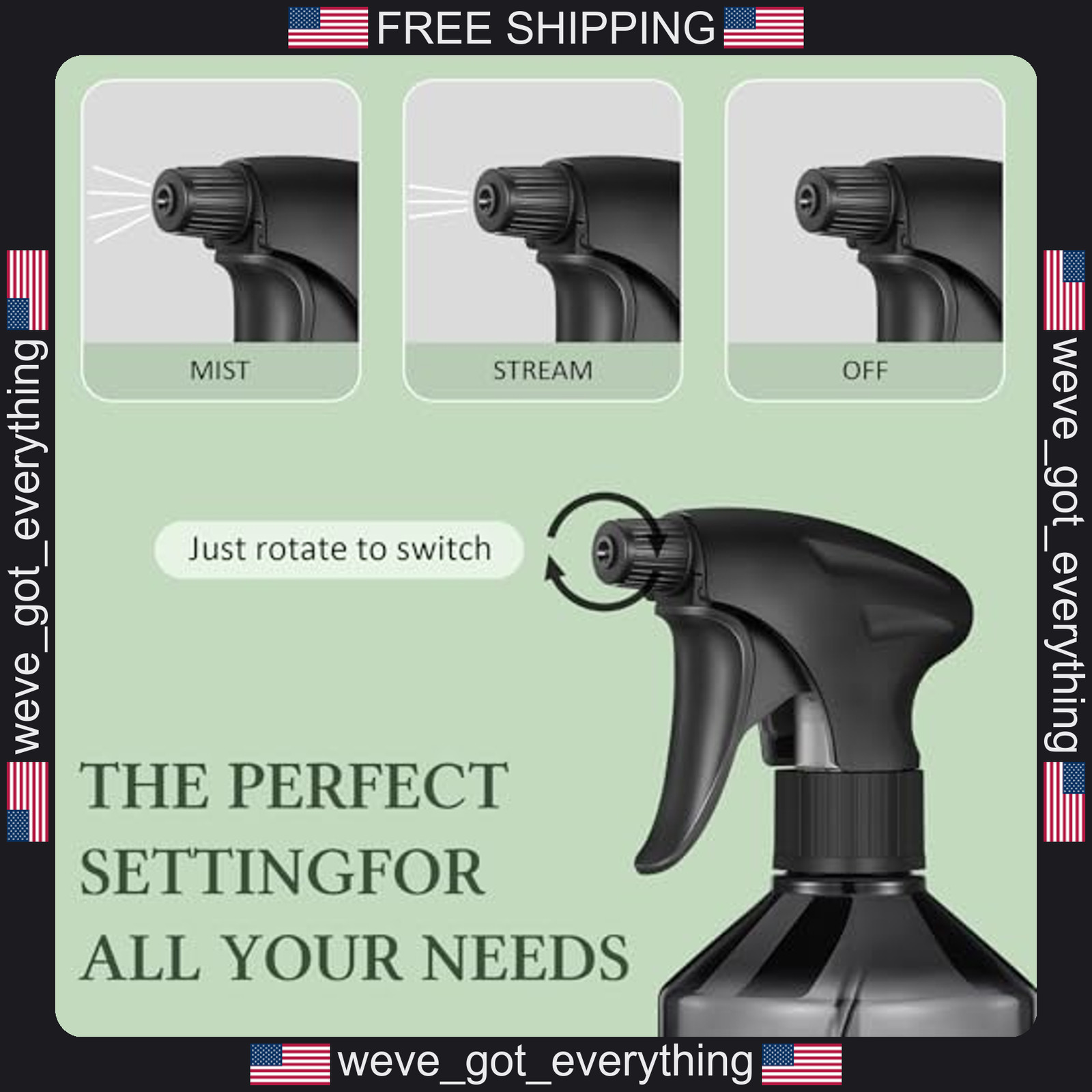 2 Pack 16 oz Plastic Spray Bottles for Cleaning and Gardening