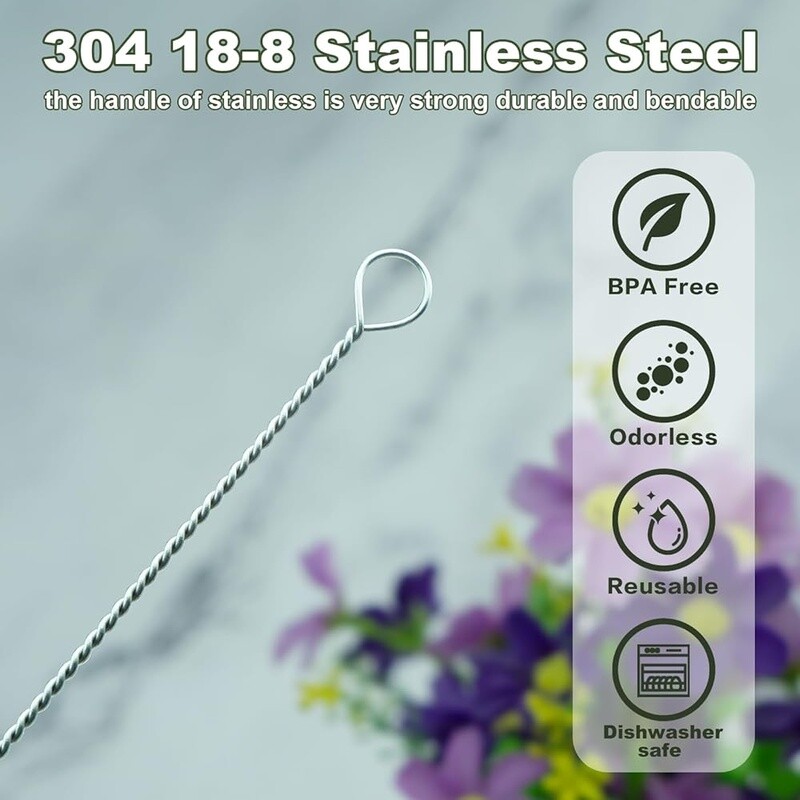 Straw Cleaner Brush 10Pack Long Reusable Brushes Glass Plastic Stainless Straws