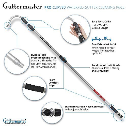 Guttermaster Pro Telescopic Water Fed Pole, Gutter Cleaning Tool With