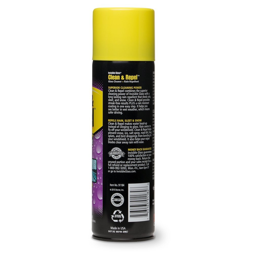91184 Clean & Repel – Aerosol Glass Cleaner and Rain Repellent, Cleans Exteri…