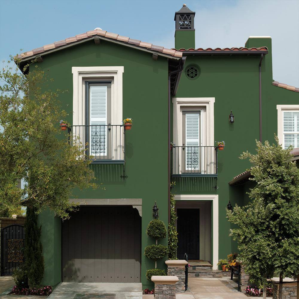 1 Gal. #M400-7 Garden Cucumber Satin Interior/Exterior Masonry, Stucco and Brick