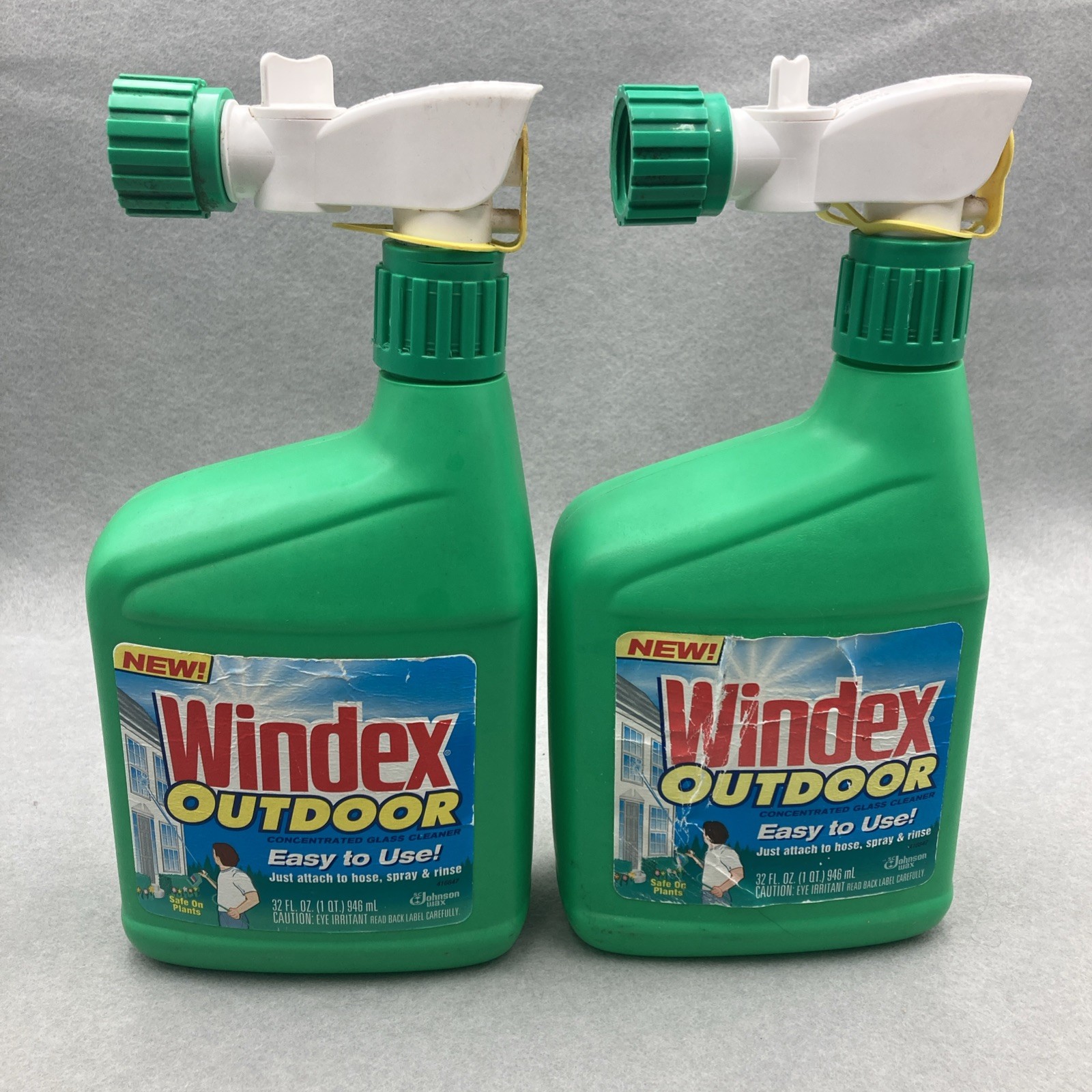 2 Windex Outdoor Concentrated Glass Cleaner 32 fl oz (64 oz total) NOS 1997 USA