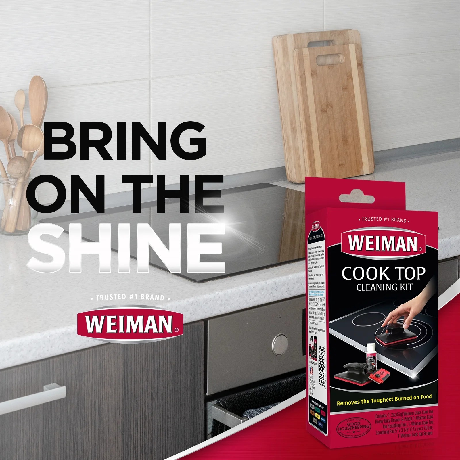 Weiman Glass Stove Top Complete Cleaning Kit Cleaner Scrubber & Scraper Included