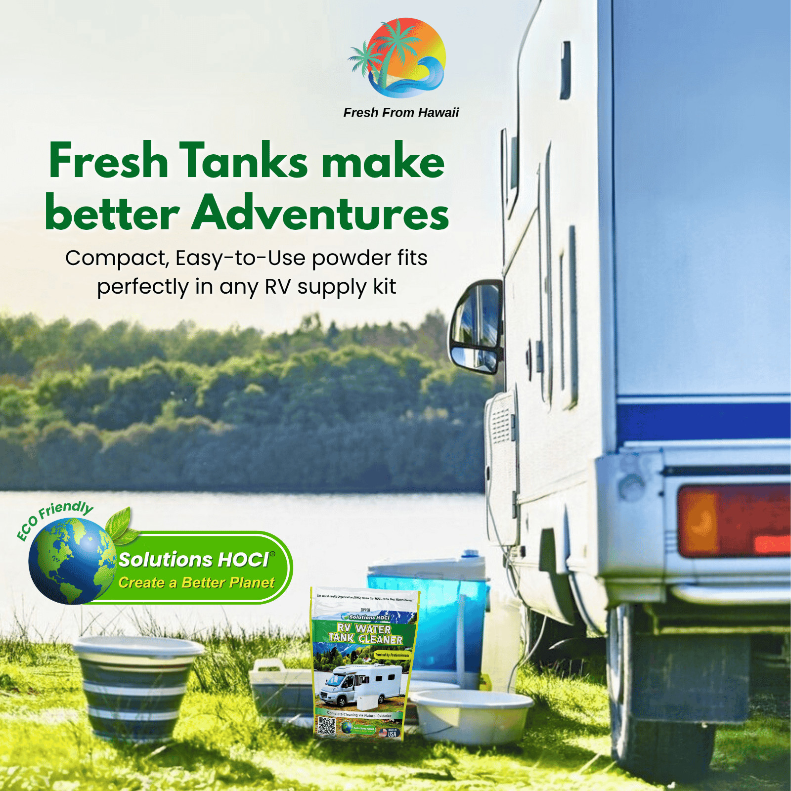 RV Water Tank Cleaner 300g – Bleach-Free Powder for Fresh & Gray Tanks