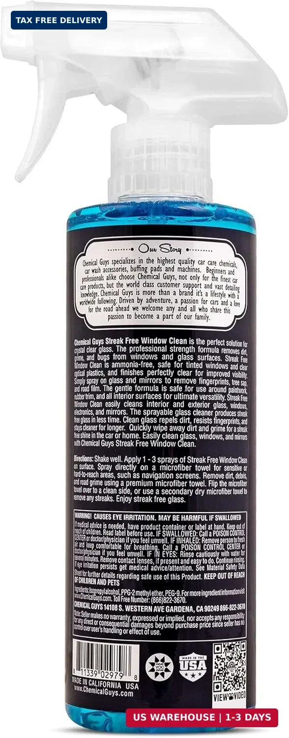 Chemical Guys, Streak-Free Glass & Window Cleaner for Tinted Windows, 16 oz | Am