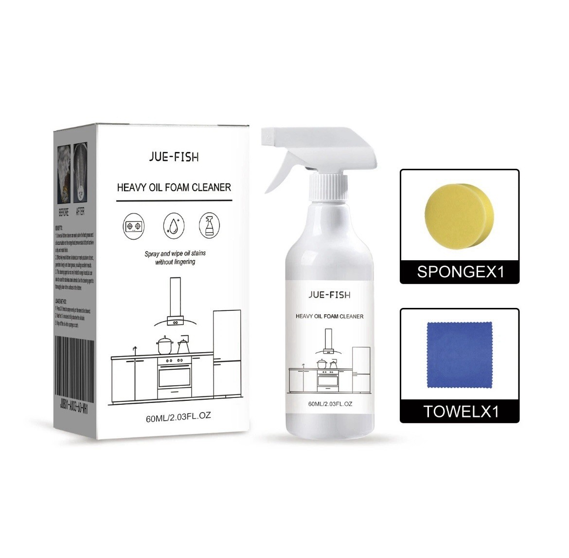 2/pk Heavy Oil Foam Cleaner Kitchen Stove Range Hood Wash Basin Oil Dirt Removal