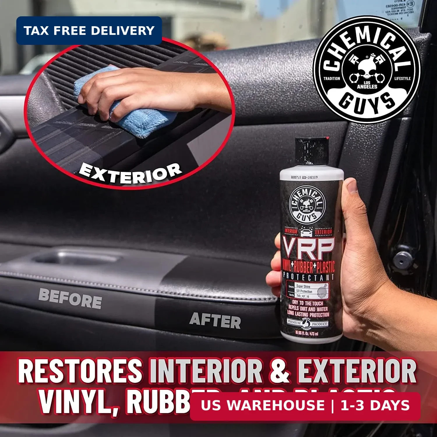 Chemical Guys VRP Protectant & WonderWave Applicators Kit – 16 oz Vinyl, Rubber,