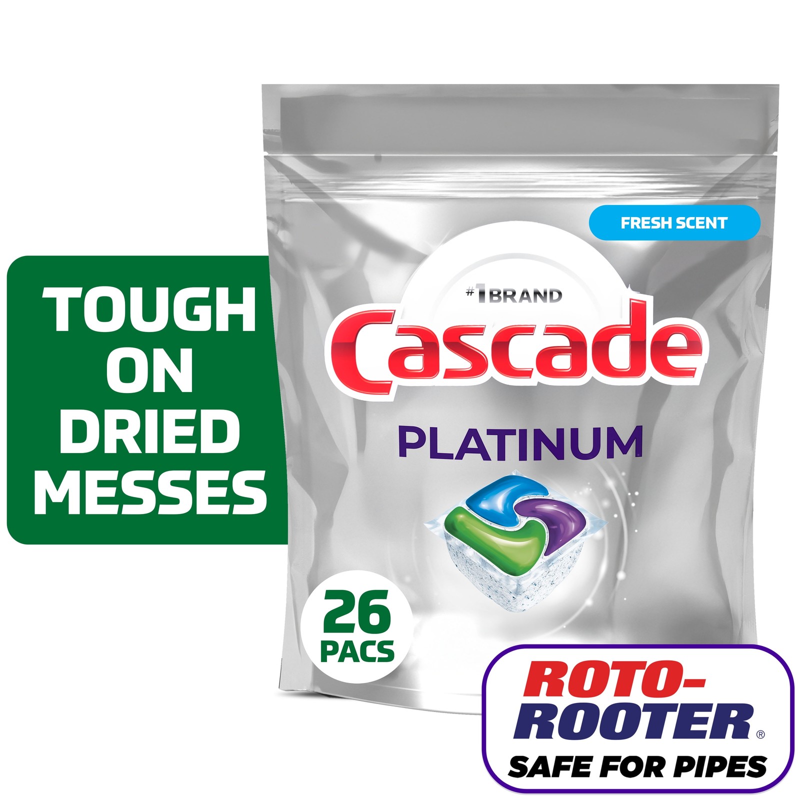 Platinum Dishwasher Pods, Dishwasher Detergent Soap Tabs, Fresh, 26 Cou