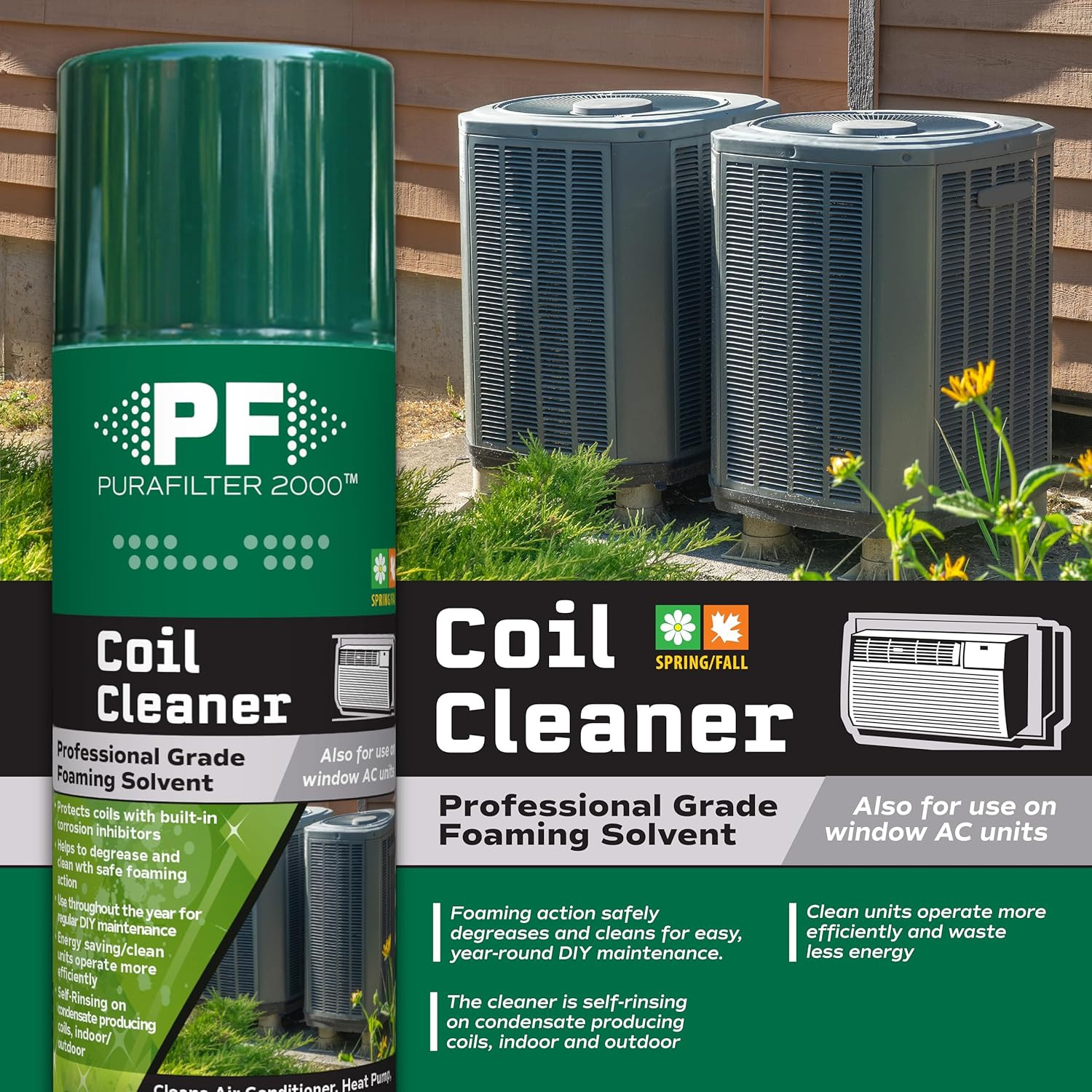 2000 Coil Cleaner Foaming Spray | Use on AC HVAC Condensers and Evaporator Coils