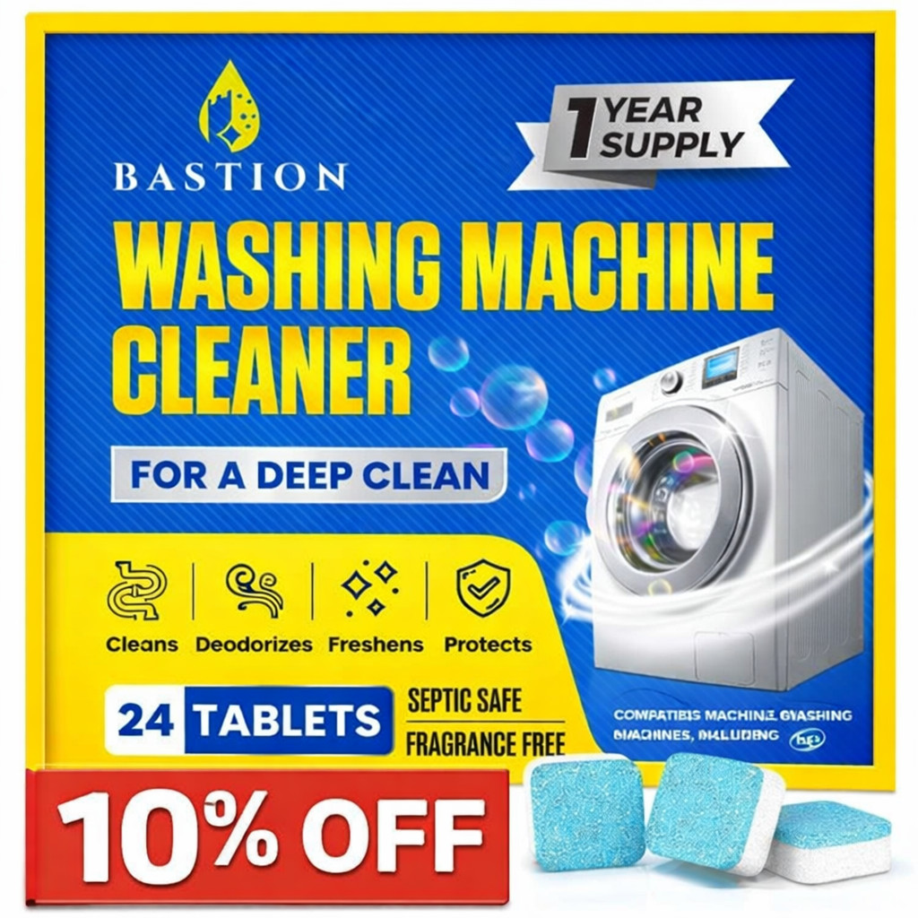Washing Machine Cleaner Descaler 24 Pack – Deep Cleaning Tablets for HE Front &