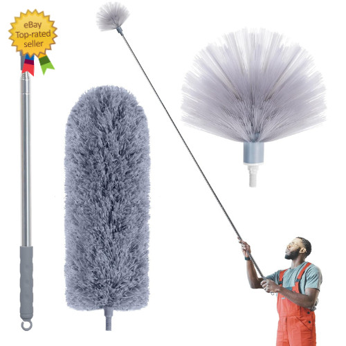 Cobweb Duster with Extension Pole, Spider Web Brush & Ceiling Cleaning Kit …