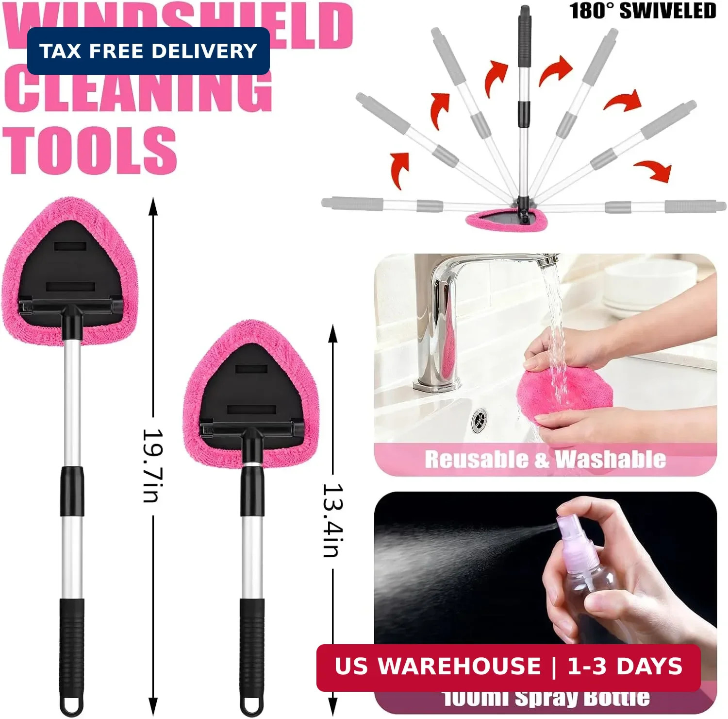 Windshield Cleaner Tool, 17Pcs Car Interior Detailing Kit, Detailing Brush, Towe