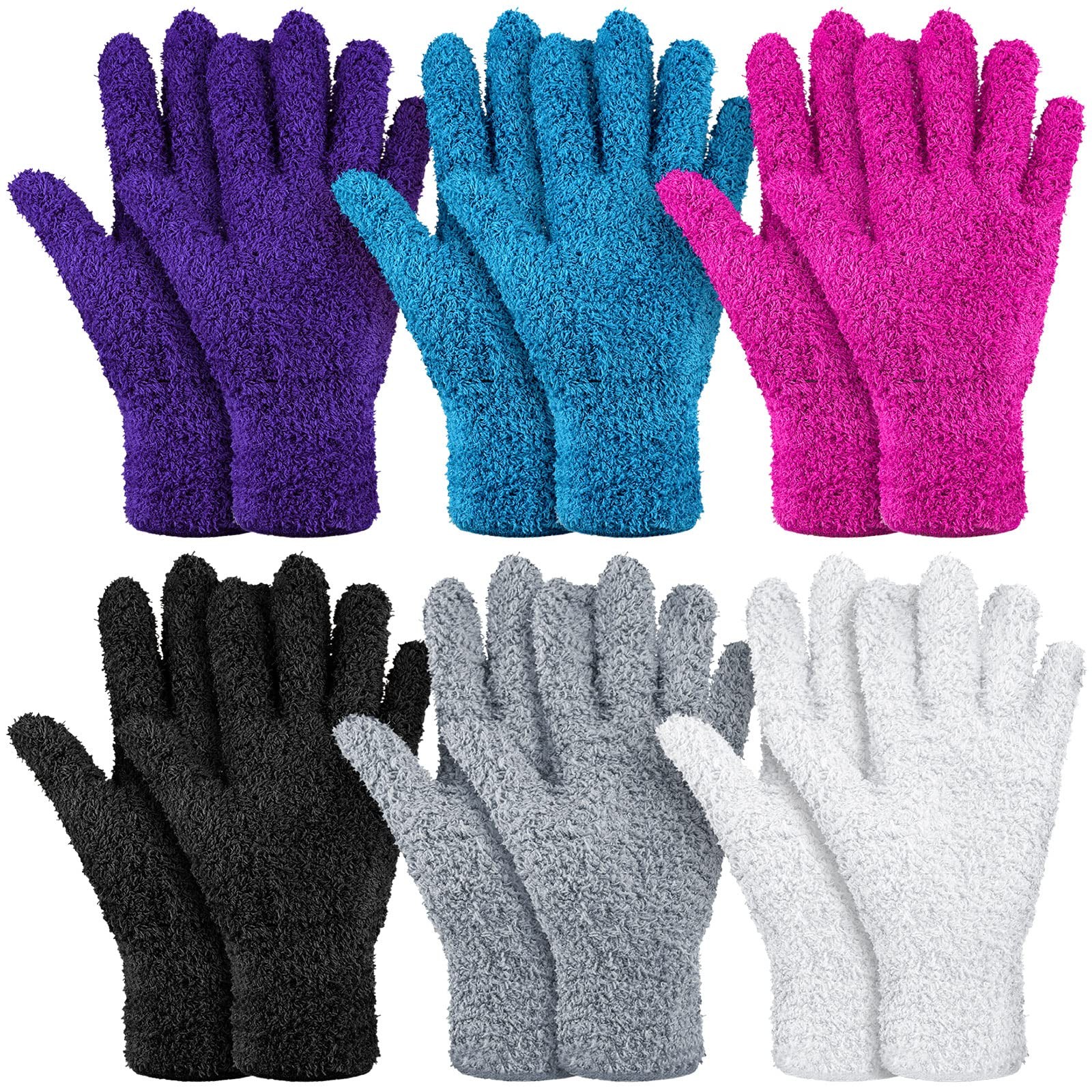 Bencailor 6 Pairs Microfiber Dusting Gloves, Medium, Bright Color
