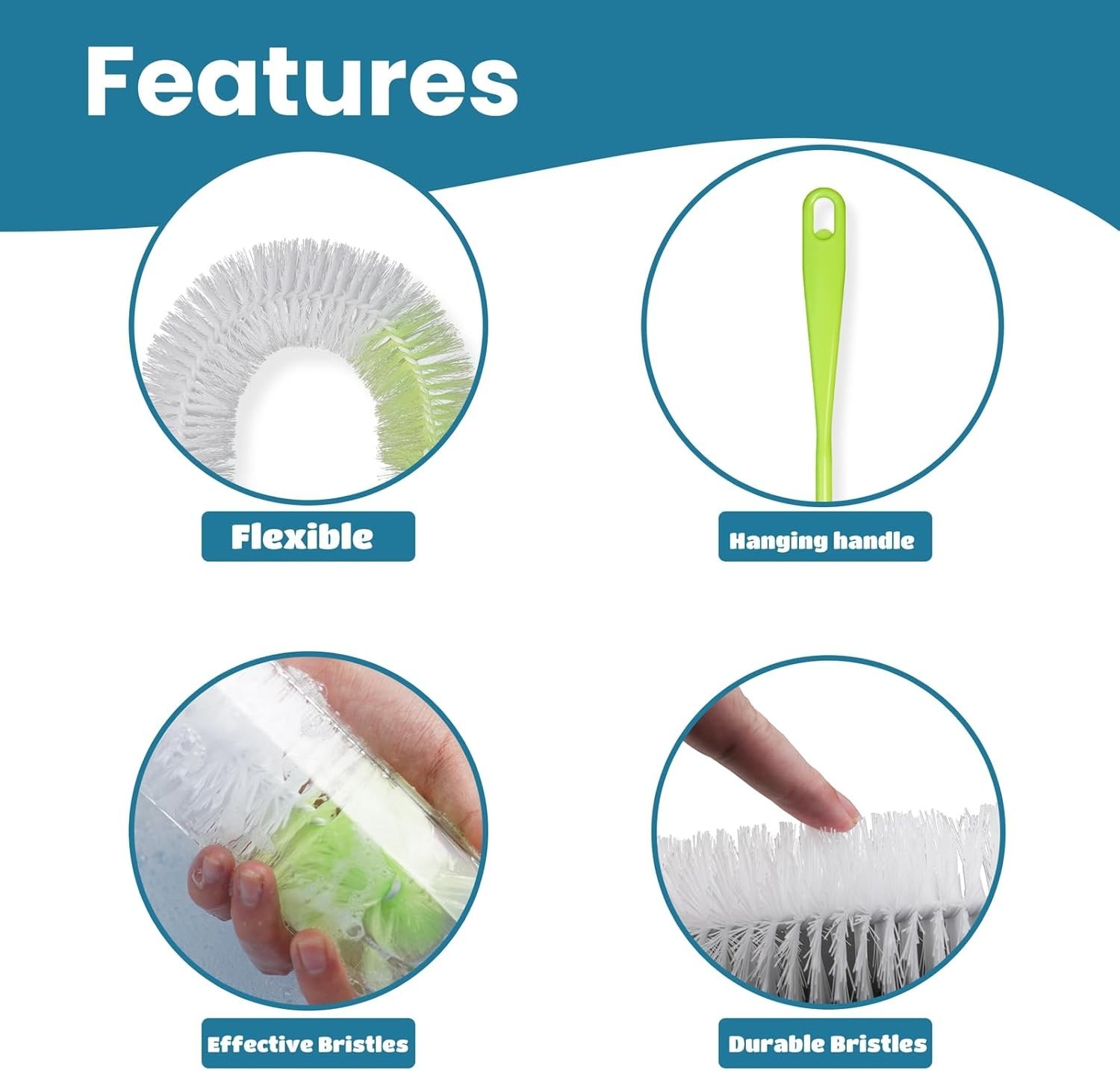 LiKee Super-Long Bottle Cleaning Brush – 18″, Extra-Large 2.5″ Wide Cleaner