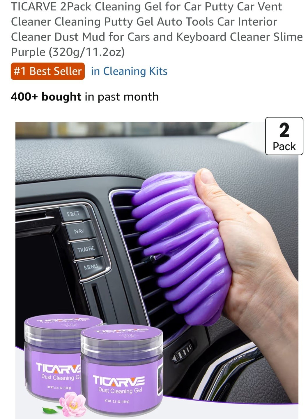2 PACK TICARVE Cleaning Gel for Car Detailing Putty Car Vent Cleaner