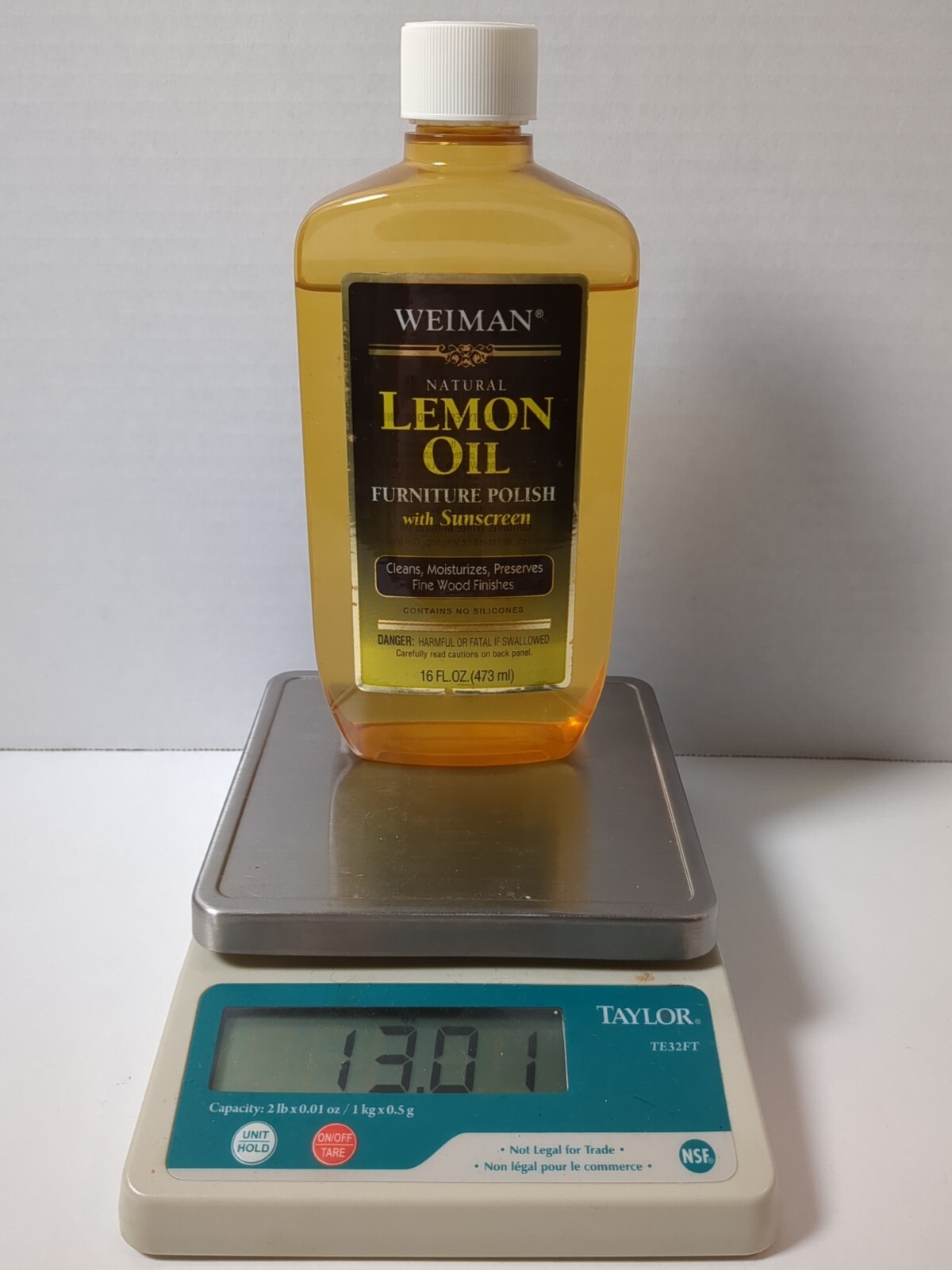 Weiman Natural Lemon Oil Furniture Polish With Sunscreen 13 oz/16 Oz Bottle Used