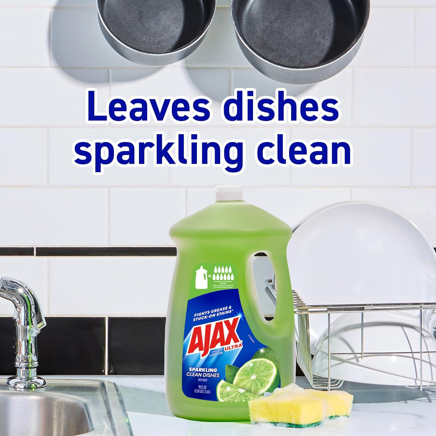 Ajax Ultra Dishwashing Liquid Dish Soap Refill, Vinegar and Lime Scent, 90 Fluid