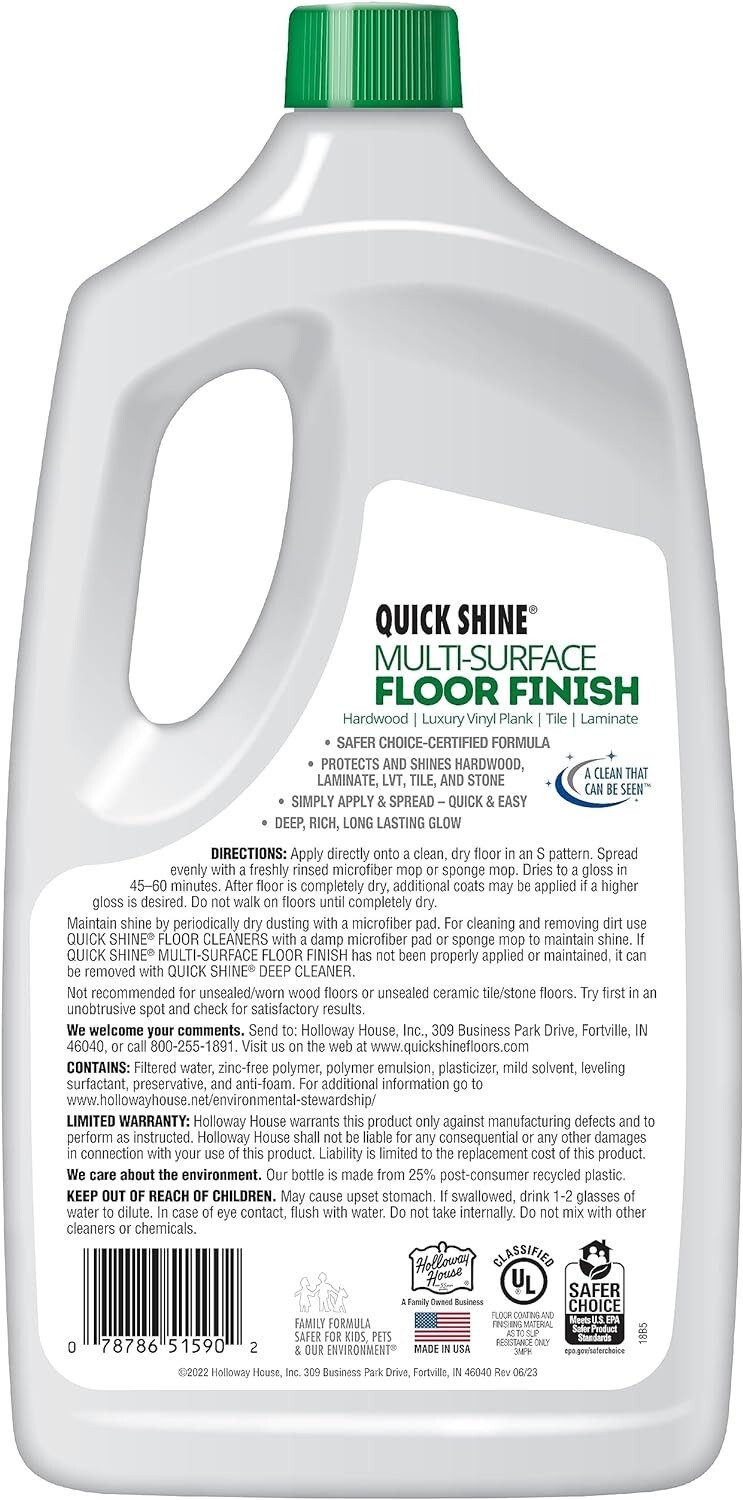 Quick Shine Multi Surface Floor Finish 64oz | Cleaner & Polish use on Hardwood
