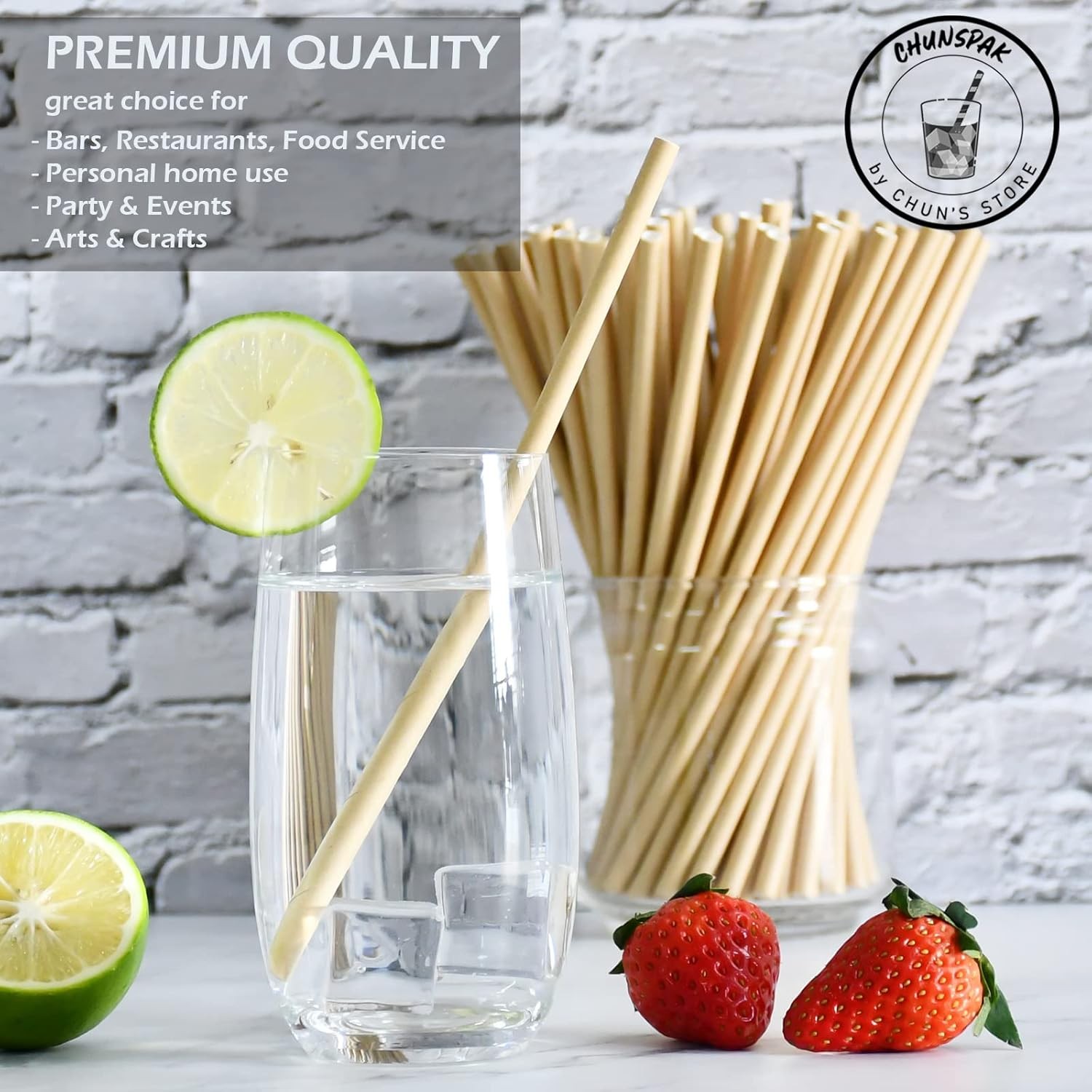 Brown Kraft Paper Drinking Straws, 7.75″ Long, 0.24″ Wide – Individually Wrapp