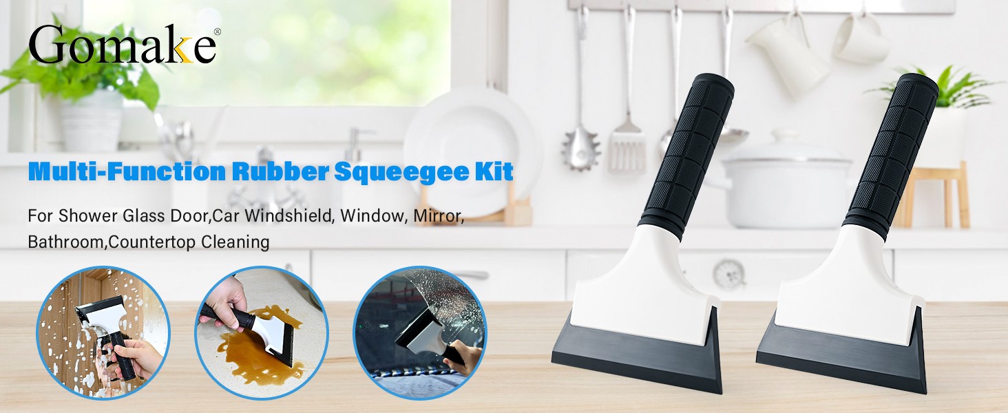 2PCS Small Rubber Squeegee Ice Scraper Window Shower Squeegee,Auto Water Blade