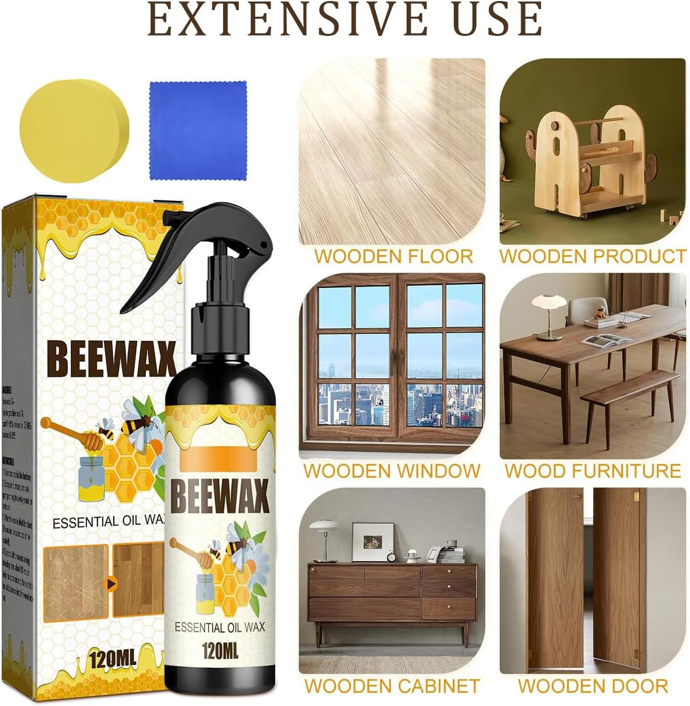 2PCS Natural Beeswax Spray, Beeswax Spray Cleaner, Beeswax Furniture Polish, the