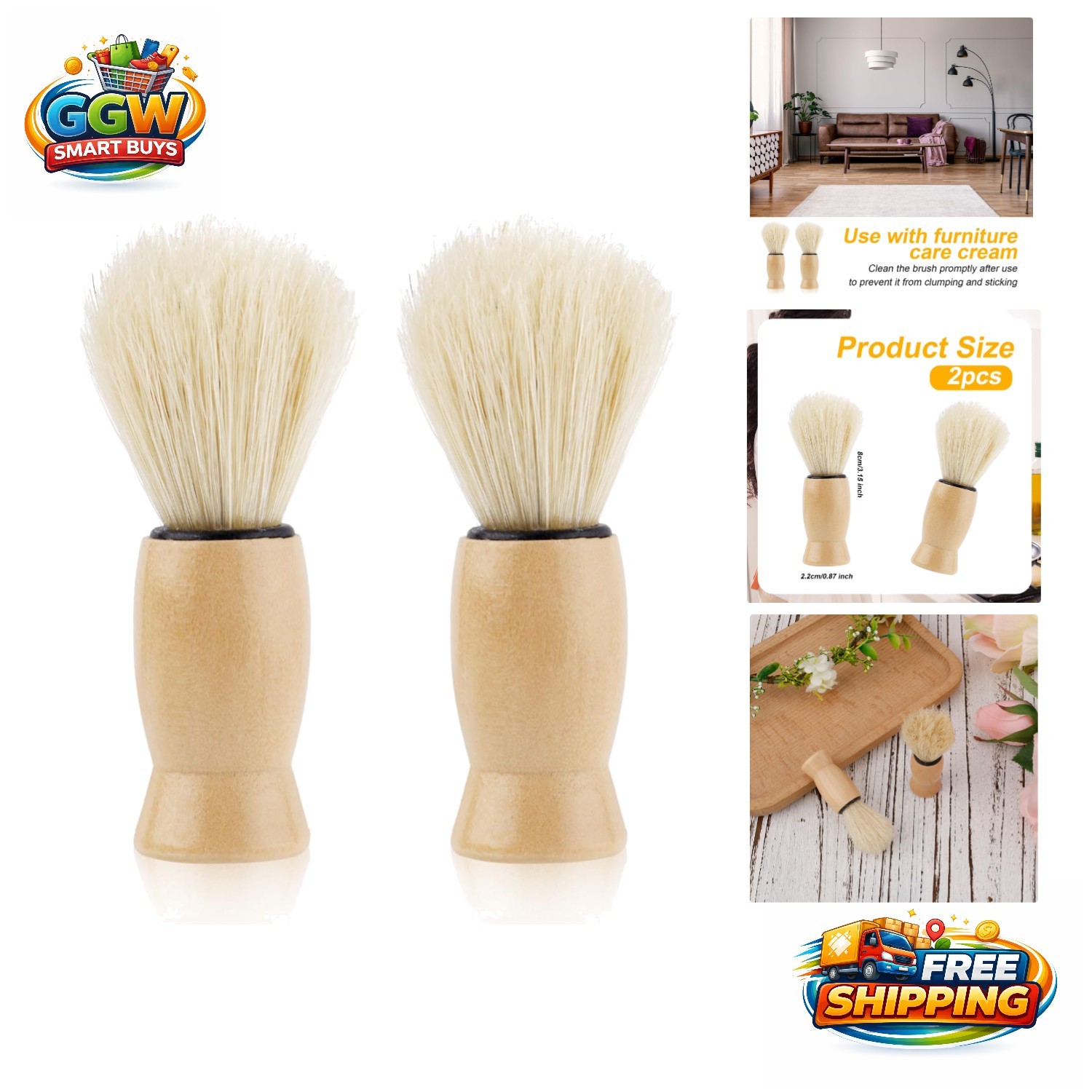 Soft Bristle Salve Brush Set for Leather & Wood – Keep Your Furniture Pristine